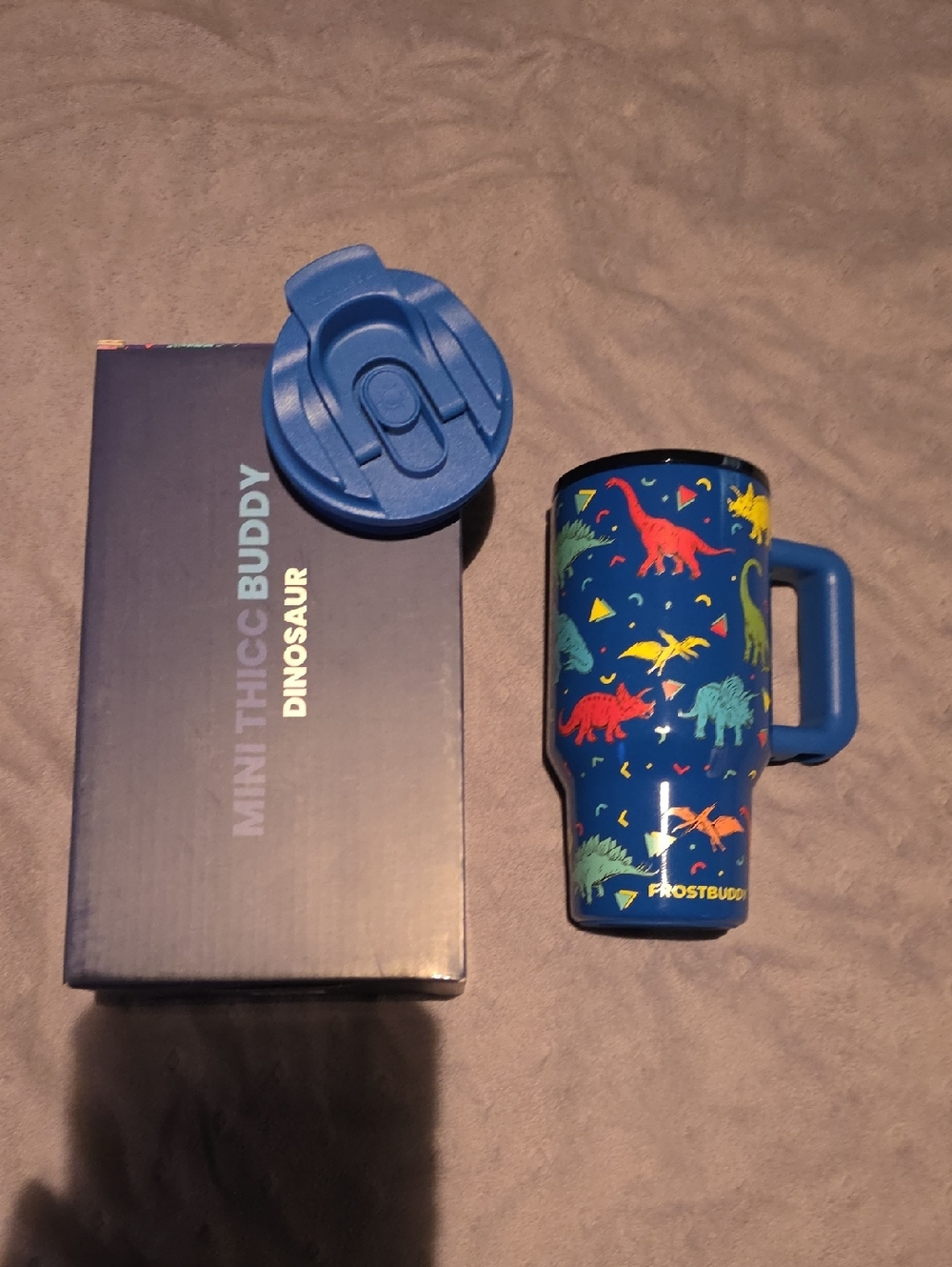 FrostBuddy Kids Blue Dinosaur Travel Mug with Handle